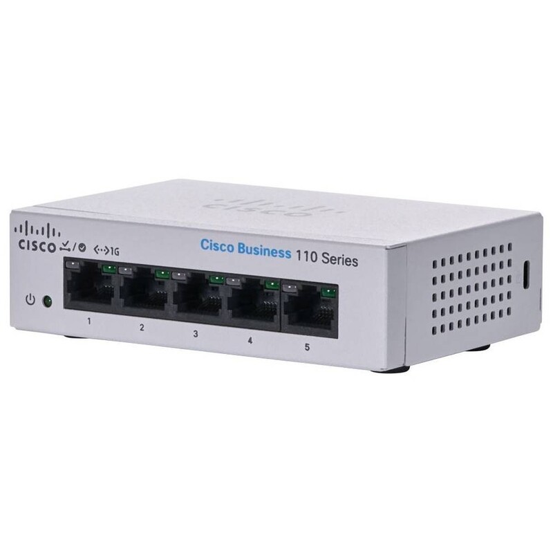 Комутатор Cisco CBS110 Unmanaged 5-port GE, Desktop, Ext PS (CBS110-5T-D-EU)