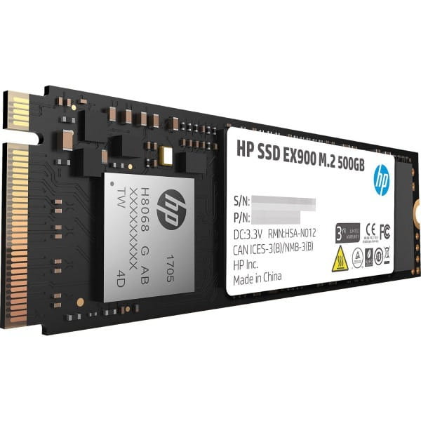 Накопитель SSD  500Gb HP EX900 M.2 2280 PCIe Gen3x4 3D NAND (2YY44AA)