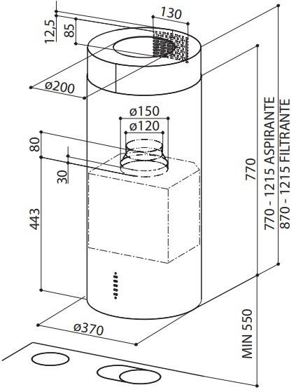 Витяжка Faber Cylindra Isola Ev8 X A37 Eln