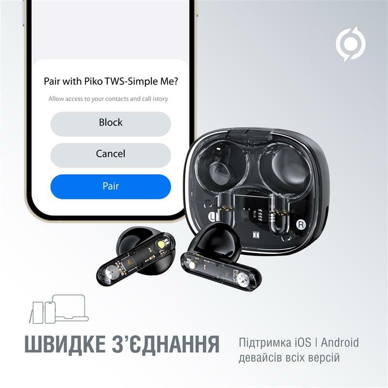 Bluetooth-гарнитура Piko TWS-SimpleMe Black (1283126583438)