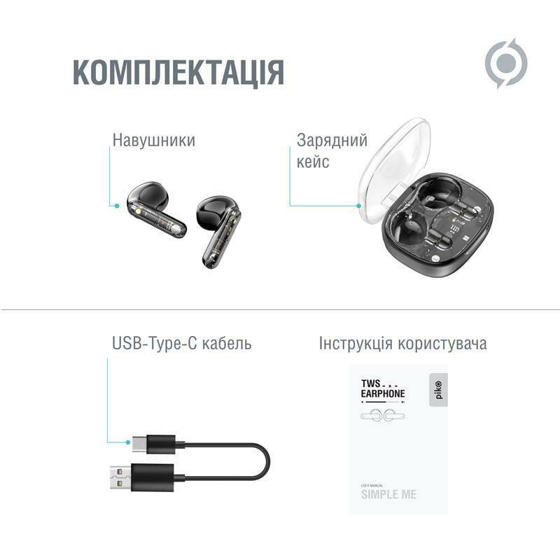 Bluetooth-гарнитура Piko TWS-SimpleMe Black (1283126583438)