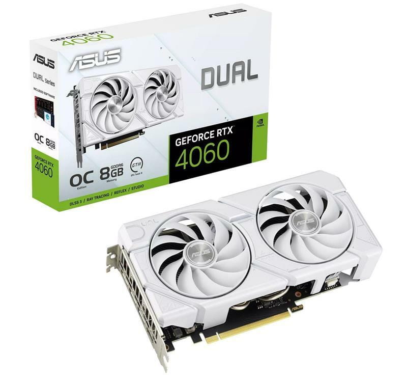 Видеокарта GF RTX 4060 8GB GDDR6 Dual Evo White OC Asus (DUAL-RTX4060-O8G-EVO-WHITE)