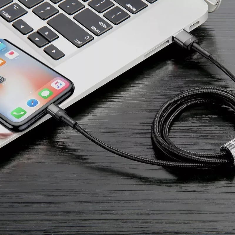 Кабель Baseus Cafule USB - Lightning (M/M), 2.4A, 1 м Black (6953156283343)