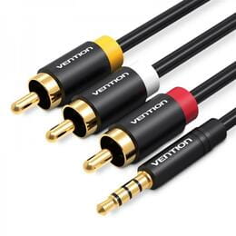 Купить Кабель Vention 3.5 мм - 3хRCA (M/M), 1.5 м, Black (VAB-R07-B150) Кабель Vention 3.5 мм - 3хRCA (M/M), 1.5 м, Black (VAB-R07-B150)