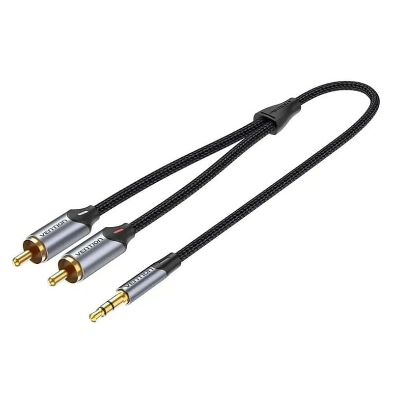 Кабель Vention 3.5 мм - 2xRCA (M/M), 1 м, Black (BCNBF)