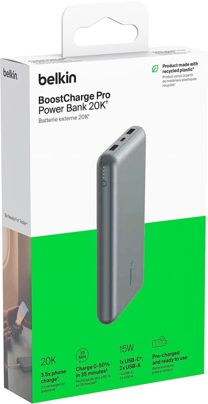 Универсальная мобильная батарея Belkin Power Bank 10000mAh 15W Gray (BPB011BTGY)