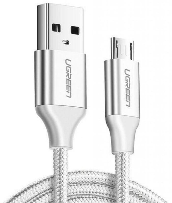 Кабель Ugreen US290 Aluminum Braid USB - MicroUSB (M/M), 1 м, White (60151)