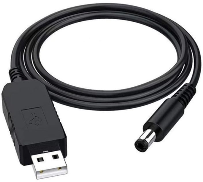 Кабель Power Boost cable USB - DC 5.5x2.1 12V (M/M), 1 м, Black