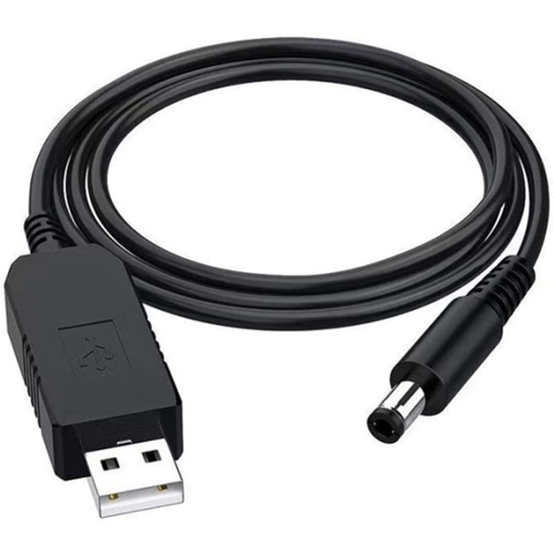 Кабель Power Boost cable USB - DC 5.5x2.1 12V (M/M), 1 м, Black