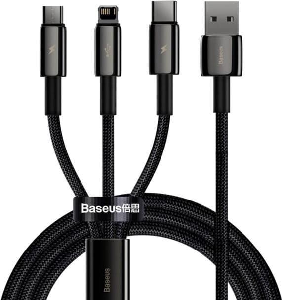 Кабель Baseus 3-in-1 USB - M+L+C (M/M), 1.5 м, Black (CAMLTWJ-01)