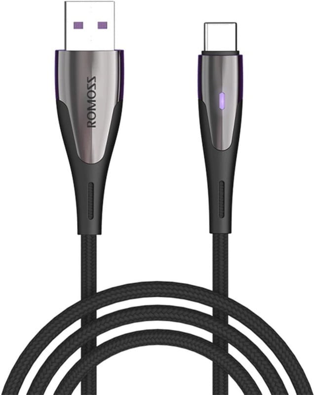 Кабель Romoss CB309 3A Fast Charge USB Type-C - USB, 1 м, Black (CB303-61-223)