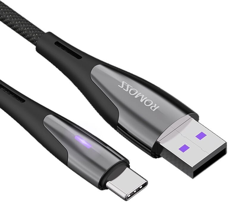 Кабель Romoss CB309 3A Fast Charge USB Type-C - USB, 1 м, Black (CB303-61-223)