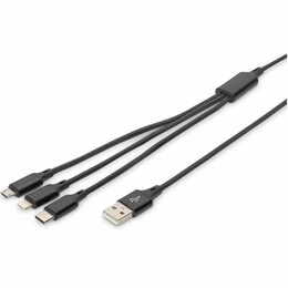 Кабель Digitus USB -  Lightning/USB Type-C/micro USB (M/M), 1 м, Black (AK-300160-010-S)
