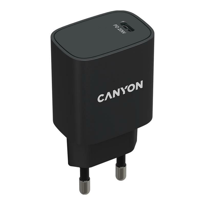 Сетевое зарядное устройство Canyon H-20-02 (1USB, 3A) PD Black (CNE-CHA20B02)