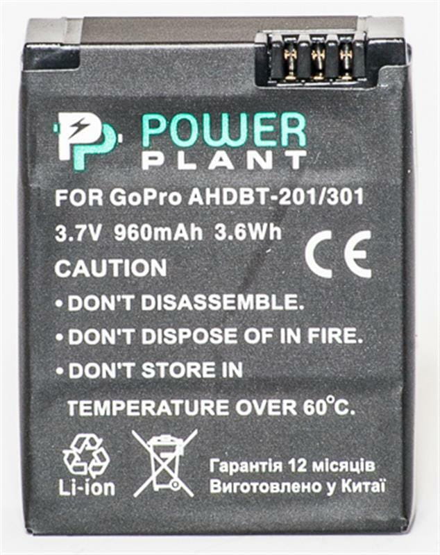 Акумулятор PowerPlant для GoPro Hero 3, AHDBT-201, 301 960mAh (DV00DV1357)