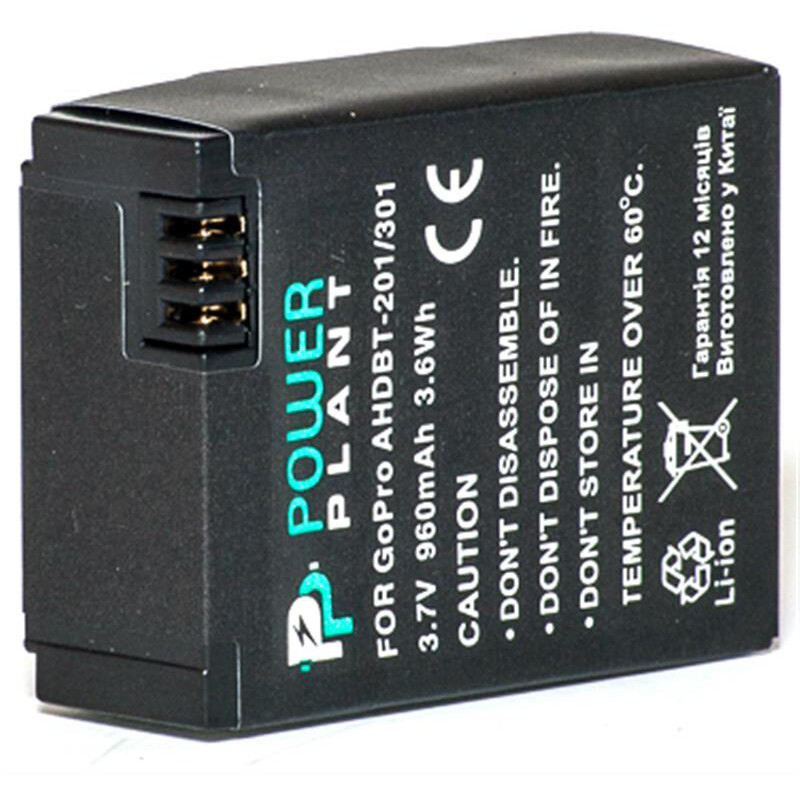 Аккумулятор PowerPlant для GoPro Hero 3, AHDBT-201, 301 960mAh (DV00DV1357)