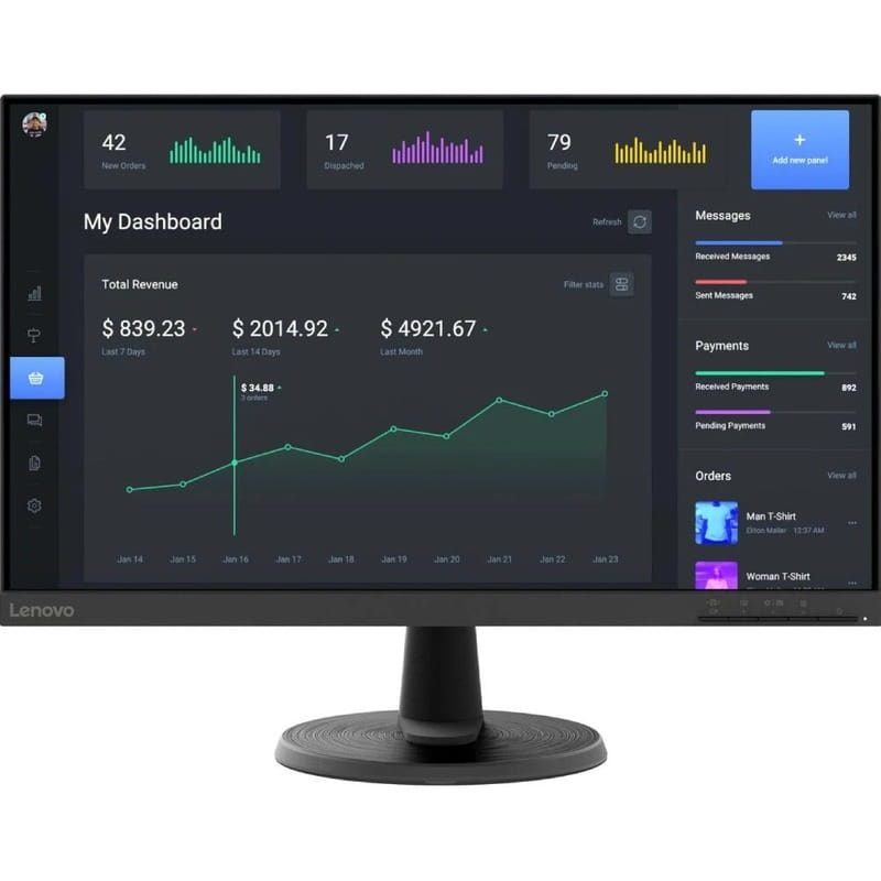 Монiтор Lenovo 23.8" D24-40 (67A2KAC6UA) VA Black