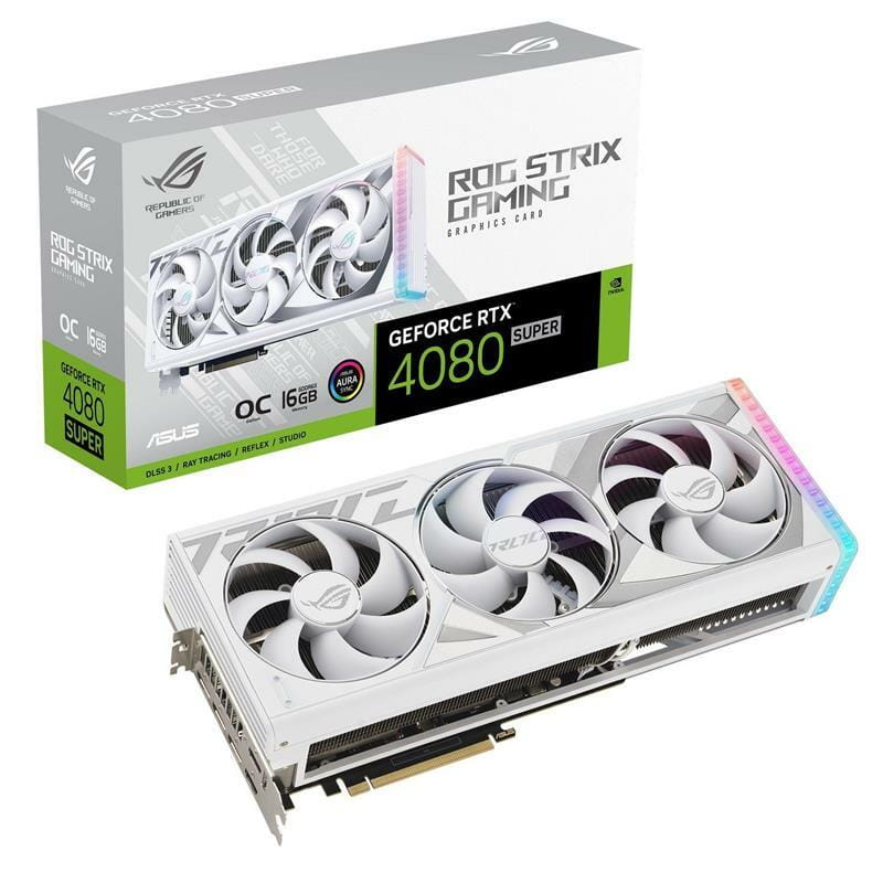 Видеокарта GF RTX 4080 Super 16GB GDDR6X Strix Gaming OC White Asus (ROG-STRIX-RTX4080S-O16G-WHITE)