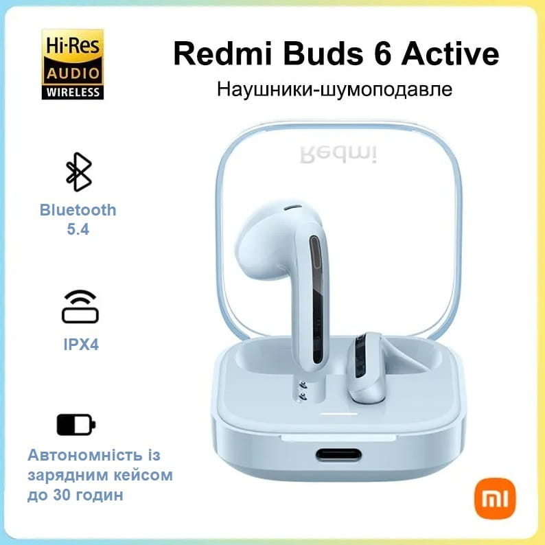 Bluetooth-гарнітура Xiaomi Redmi Buds 6 Active Transparent Blue (BHR8394GL)_EU