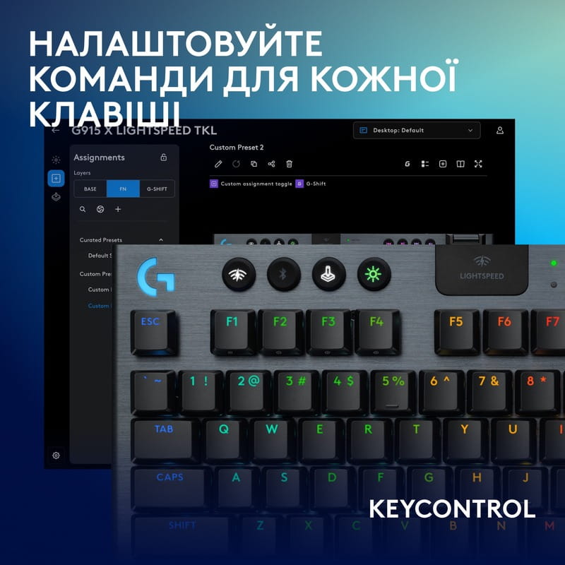 Клавиатура беспроводная Logitech G915 X Lightspeed TKL Wireless Clicky Black (920-012757)