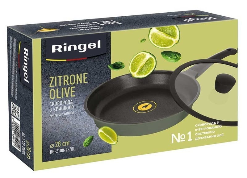 Сковорода з кришкою Ringel Zitrone Olive 28 см (RG-2108-28/OL)