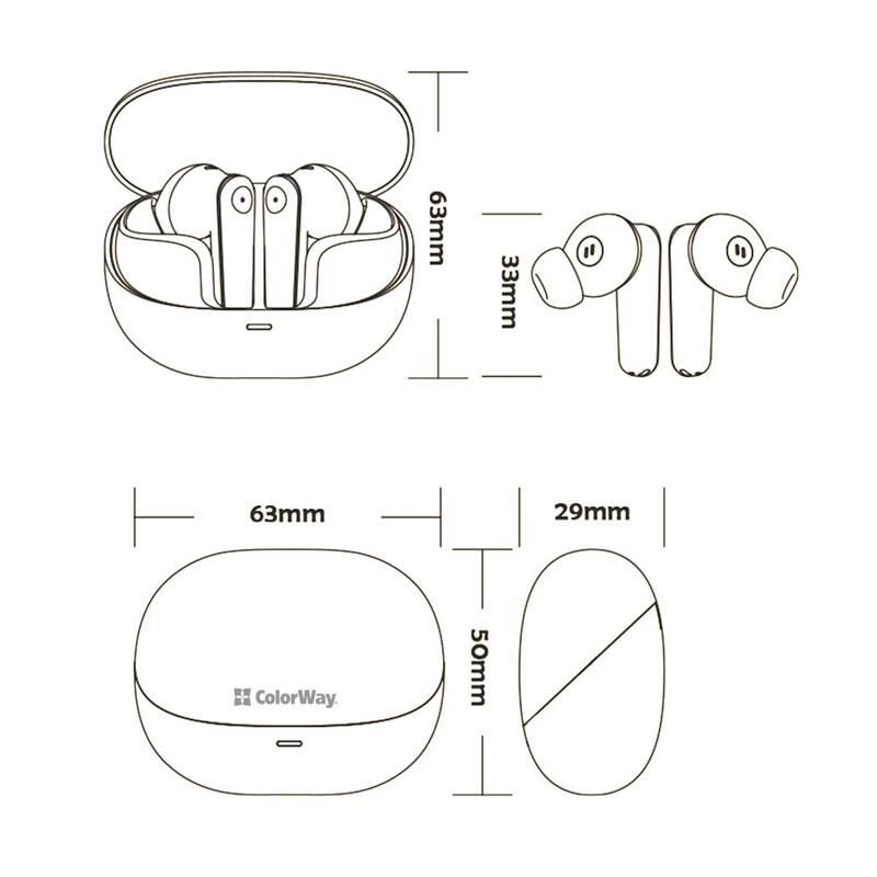 Bluetooth-гарнитура СolorWay Slim TWS-1 Earbuds Long Life Beige (CW-TWS1BE)