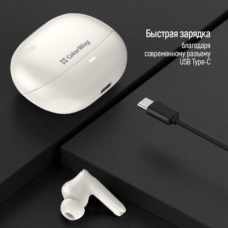 Bluetooth-гарнітура СolorWay Slim TWS-1 Earbuds Long Life Black (CW-TWS1BK1)