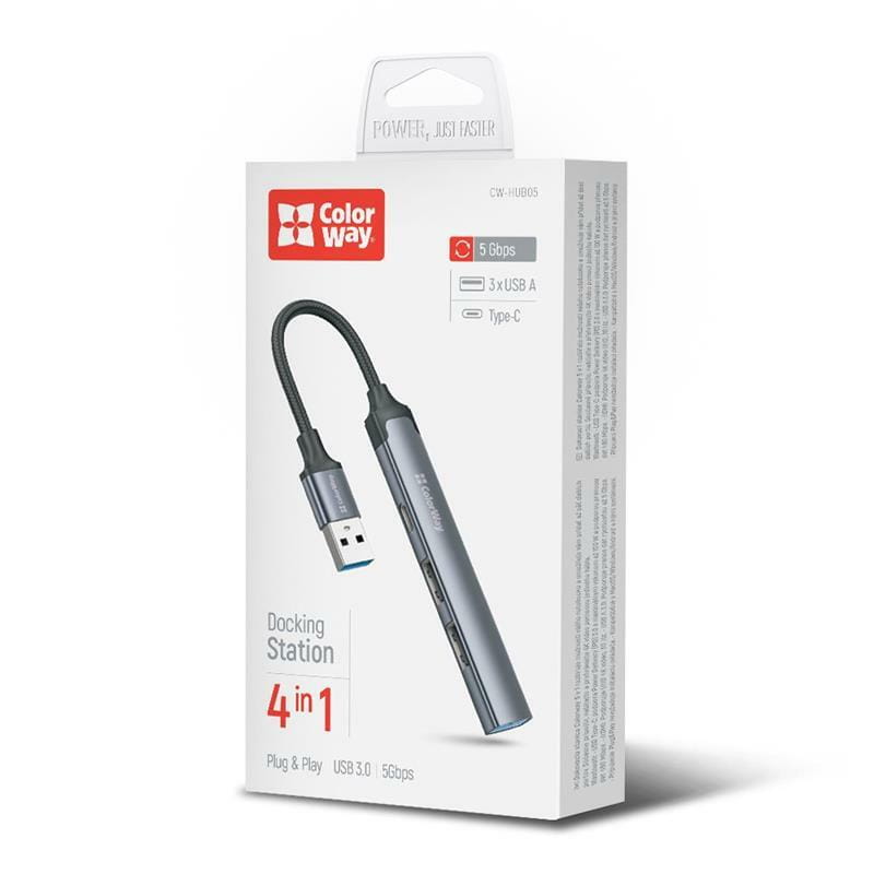 Концентратор СolorWay USB-A 4-в-1 USB2.0х3/USB3.0 (CW-HUB05)