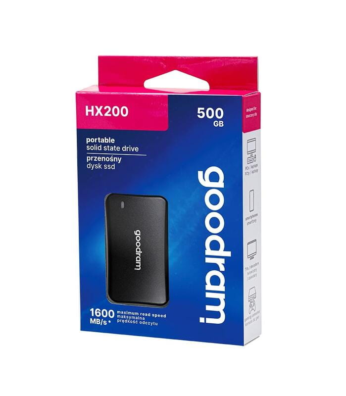 Накопичувач зовнішній SSD 2.5" USB  500GB Goodram HX200 Black (SSDPR-HX200-500)