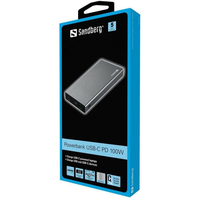 Универсальная мобильная батарея Sandberg Powerbank 20000mAh PD 100W Silver (420-52)