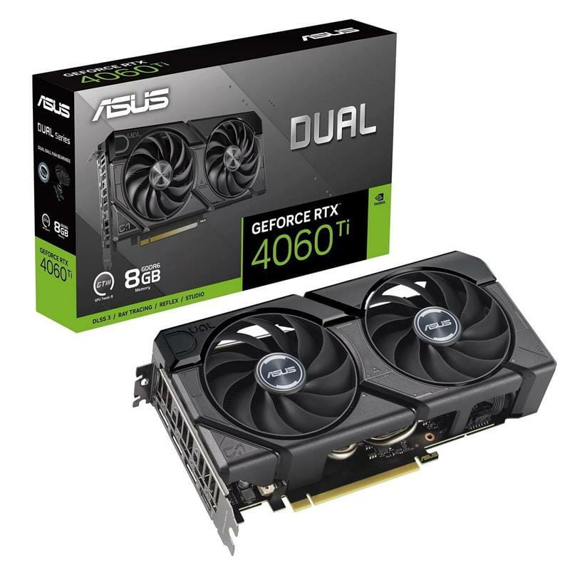 Видеокарта GF RTX 4060 Ti  8GB GDDR6 Dual Evo Asus (DUAL-RTX4060TI-8G-EVO)