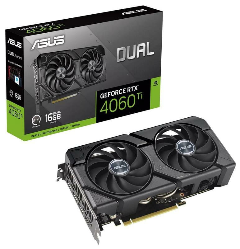 Відеокарта GF RTX 4060 Ti  16GB GDDR6 Dual EVO Asus (DUAL-RTX4060TI-16G-EVO)