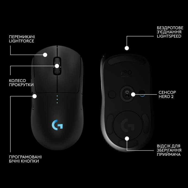 Мышь беспроводная Logitech G Pro 2 Lightspeed Black (910-007295)