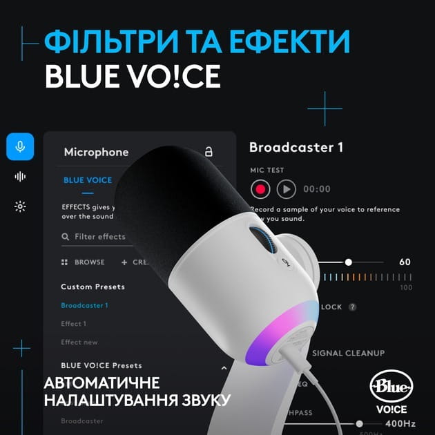 Мiкрофон Logitech Yeti GX Dynamic RGB Gaming Mic with Lightsync Off White (988-000576)