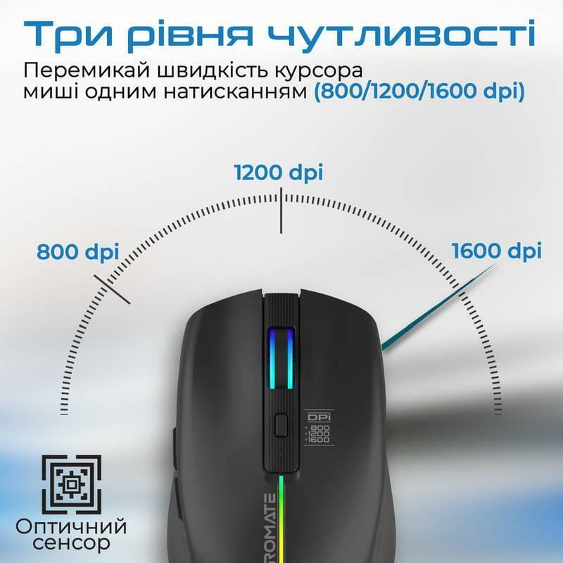 Миша бездротова Promate Kitt Black