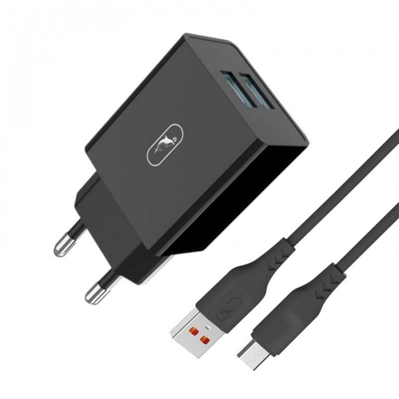 Зарядное устройство SkyDolphin SC30V (2USB, 2.1A) Black (SDMZP-000172) + кабель microUSB