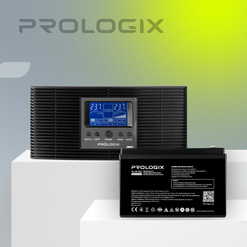 Комплект резервного живлення Prologix 1000 (PLP1000XL) + АКБ PL12-100, AGM