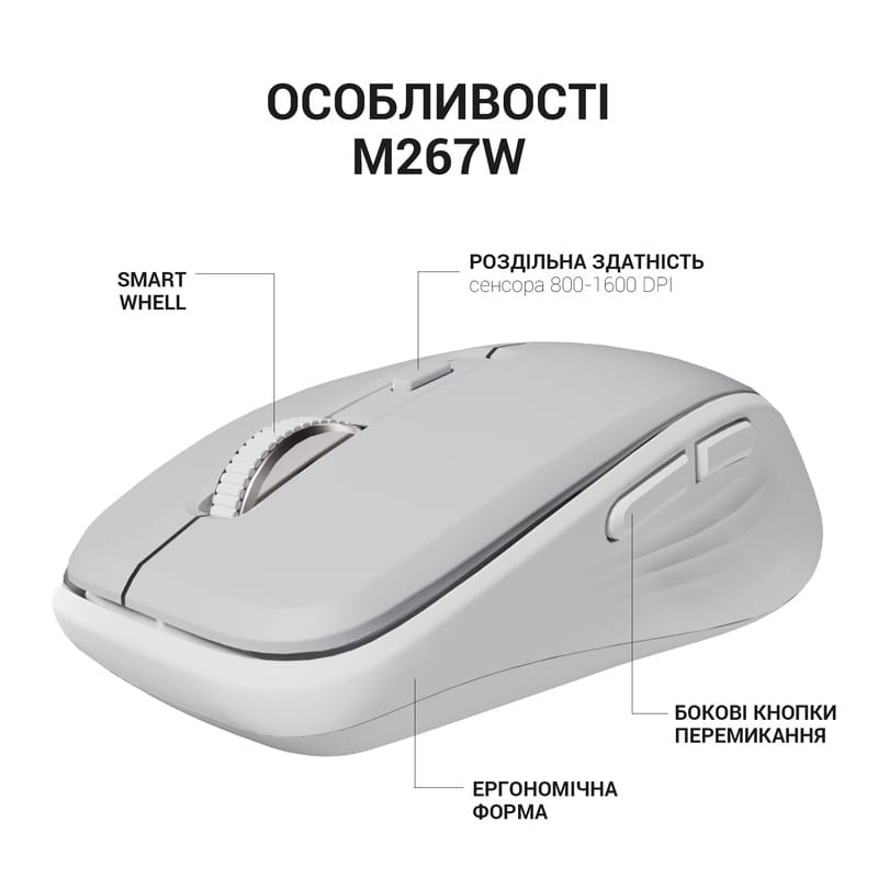 Мышь беспроводная OfficePro M267G Gray