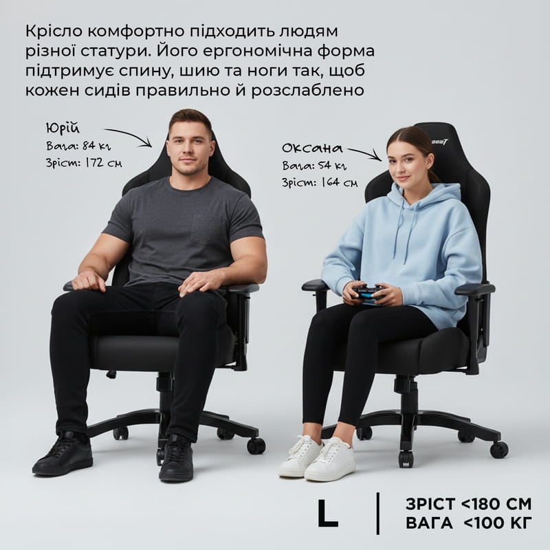 Кресло для геймеров Anda Seat Luna Size L Grey (AD18-44-G-F)