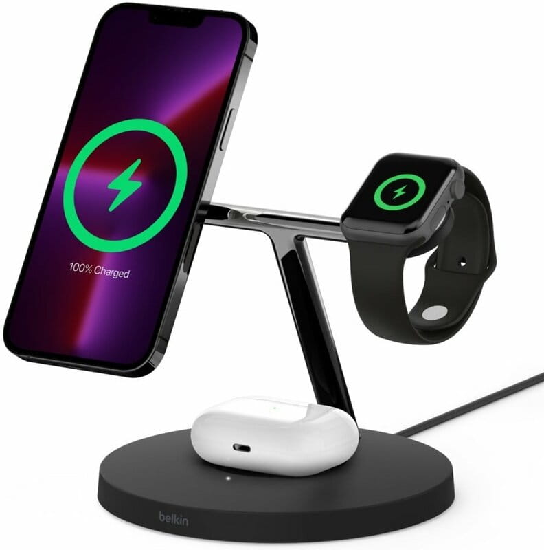 Бездротовий зарядний пристрій Belkin MagSafe iPhone 3in1 Wireless Charger Black (WIZ017VFBK)