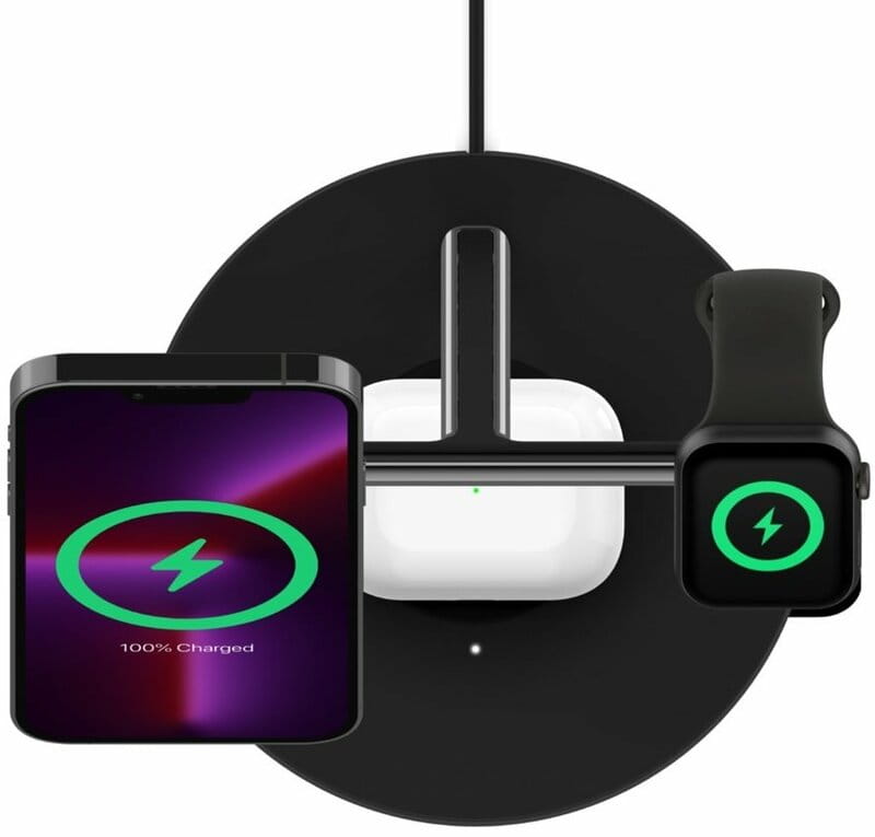 Беспроводное зарядное устройство Belkin MagSafe iPhone 3in1 Wireless Charger Black (WIZ017VFBK)