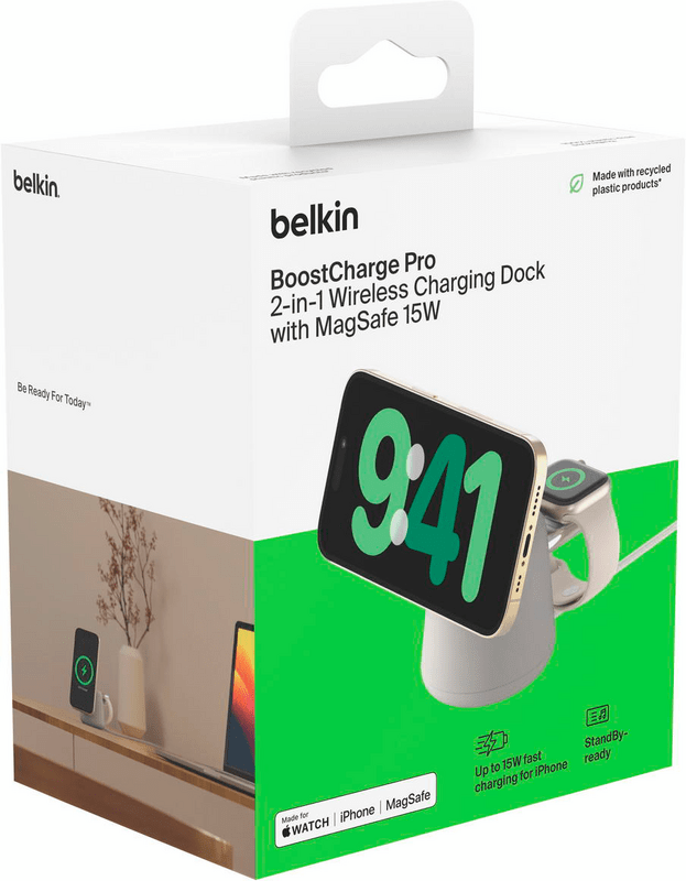 Безпровідний зарядний пристрій Belkin MagSafe 2in1 Sand Mass (WIZ020VFH37)