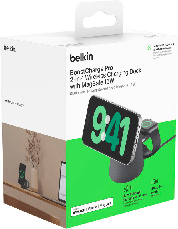 Беспроводное зарядное устройство Belkin MagSafe 2in1 Charcoal Mass (WIZ020VFH36)