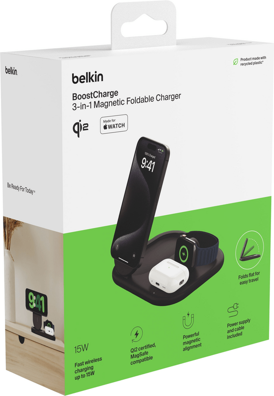 Беспроводное зарядное устройство Belkin 3in1 Magnetic Foldable Black (WIZ029VFBK)