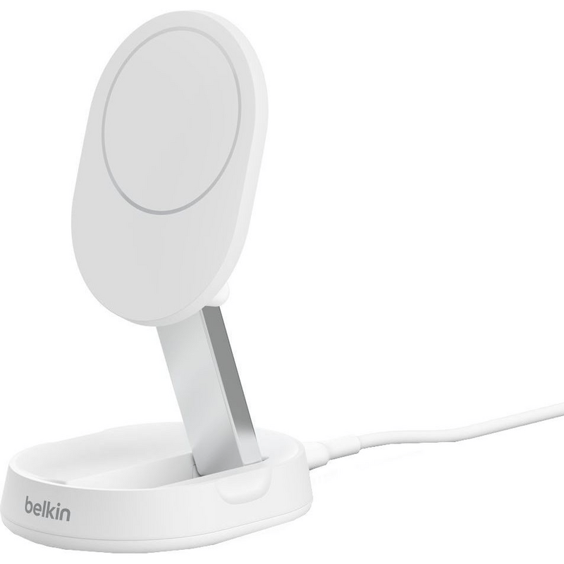 Беспроводное зарядное устройство Belkin Stand Magnetic Qi2 + adapter 20W White (WIA008VFWH)