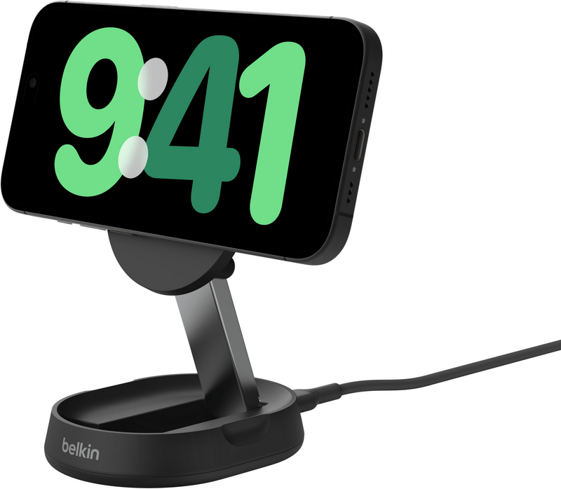 Безпровідний зарядний пристрій Belkin Stand Magnetic Qi2 + adapter 20W Black (WIA008VFBK)