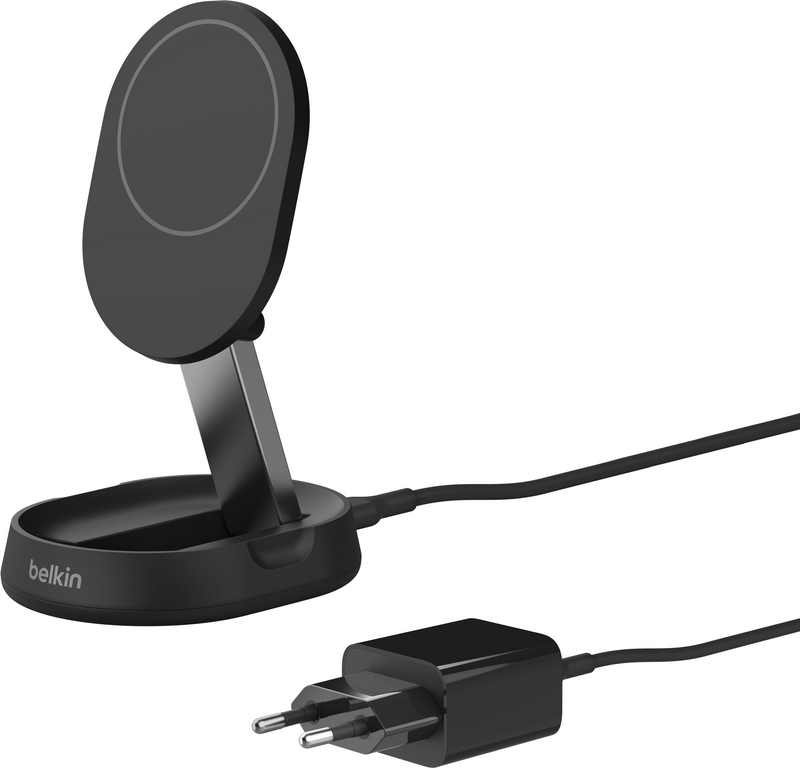 Безпровідний зарядний пристрій Belkin Stand Magnetic Qi2 + adapter 20W Black (WIA008VFBK)