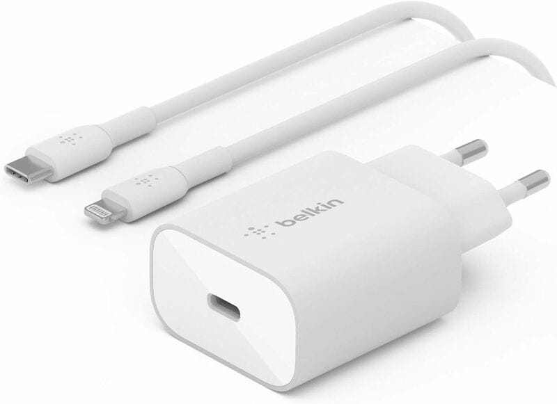 Мережевий зарядний пристрій Belkin Home Charger 25W USB-C PD PPS White + кабель Lightning (WCA004VF1MWH-B5)