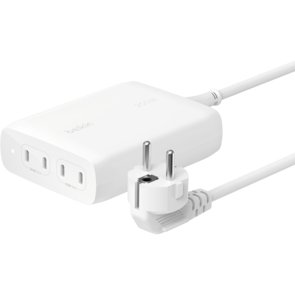 Мережевий зарядний пристрій Belkin Boost Up Charge Pro GaN 200W 4хUSB-C White (WCH015VFWH)