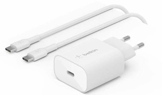 Сетевое зарядное устройство Belkin Home Charger 25W USB-C PD PPS White + кабель Type-C (WCA004VF1MWH-B6)